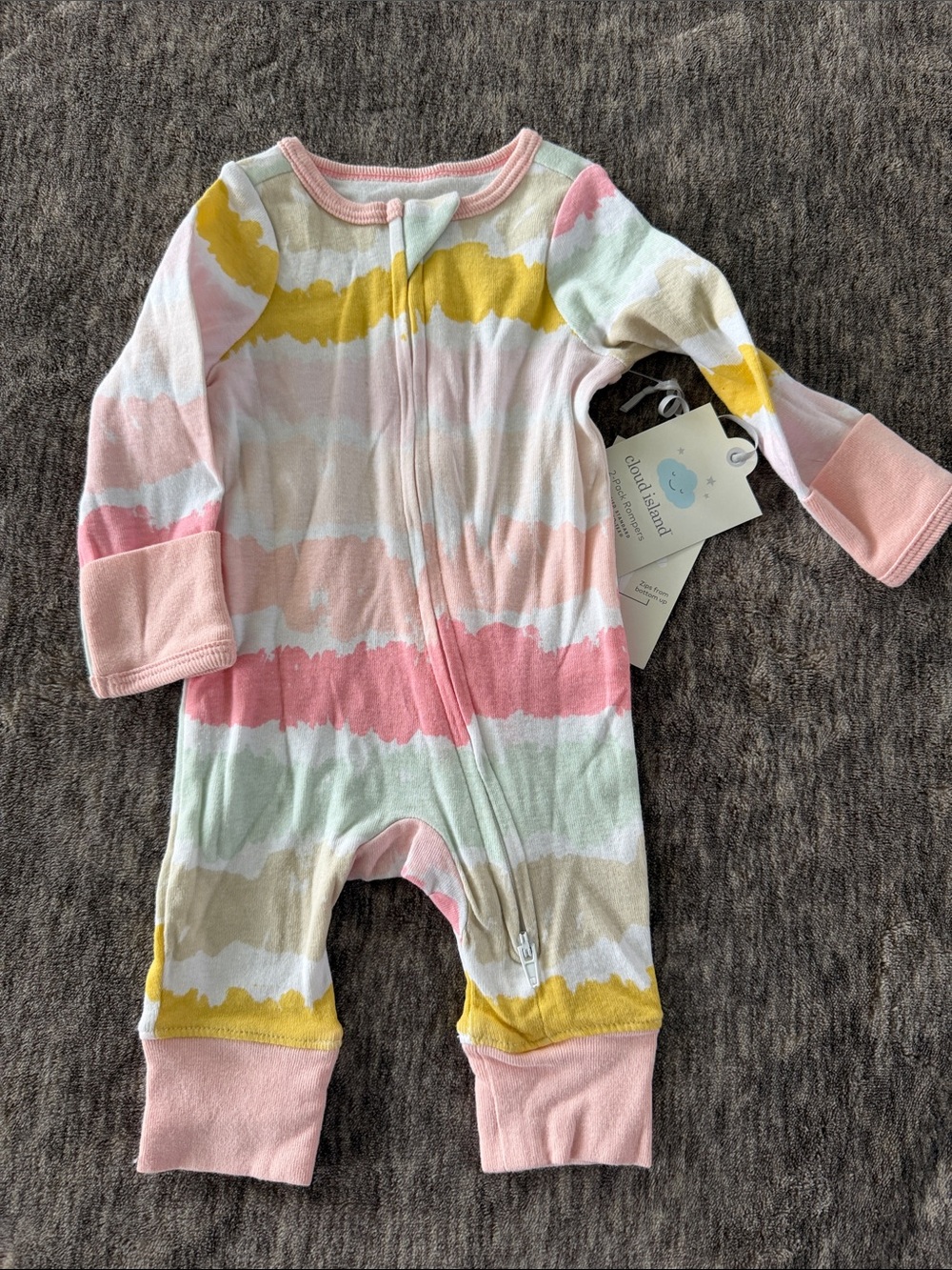 Cloud Island Pastel Stripe Baby One-Piece - Pink Multi
